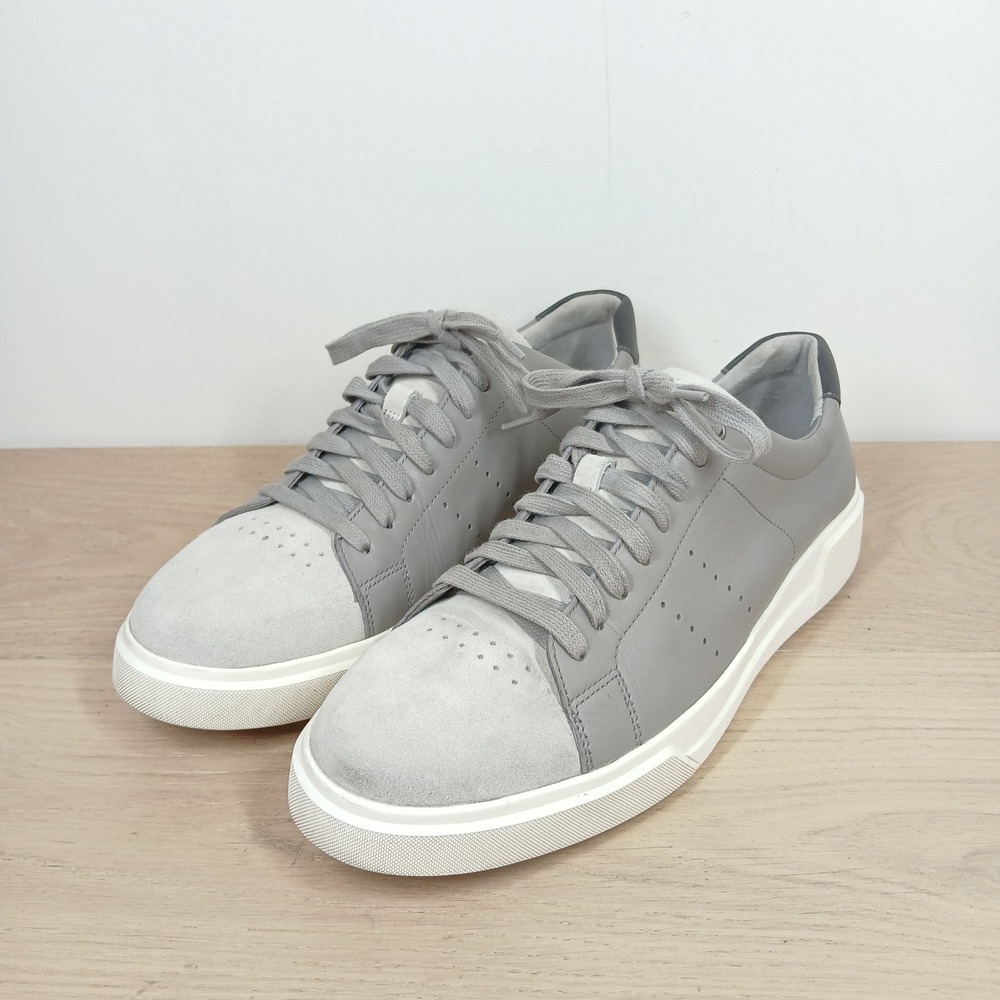 Vince Sneakers Mens 10 Grey Leather Suede Low Top Perforated Mixed Media Lace Up